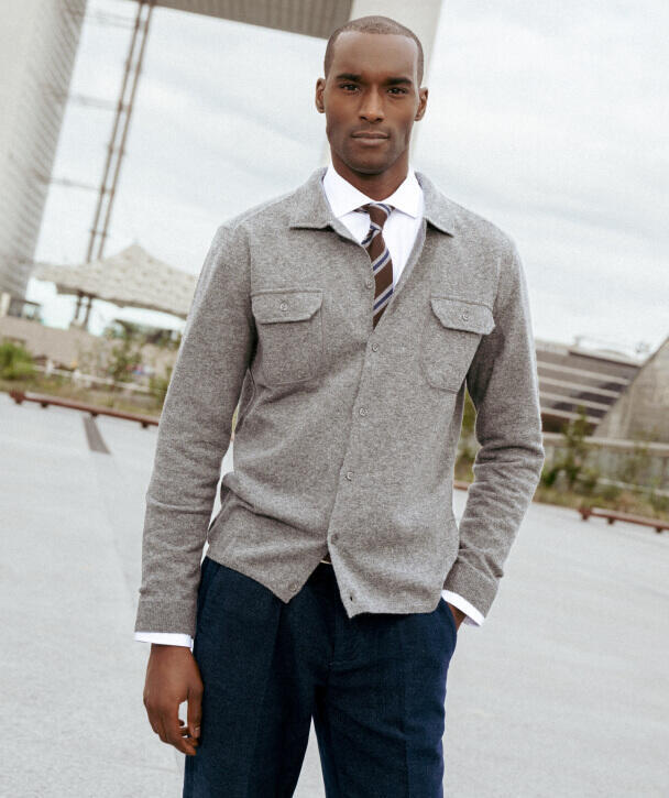 cardigan and dress shirt 15 Cute Outfit Ideas to Style a Cardigan with a Dress