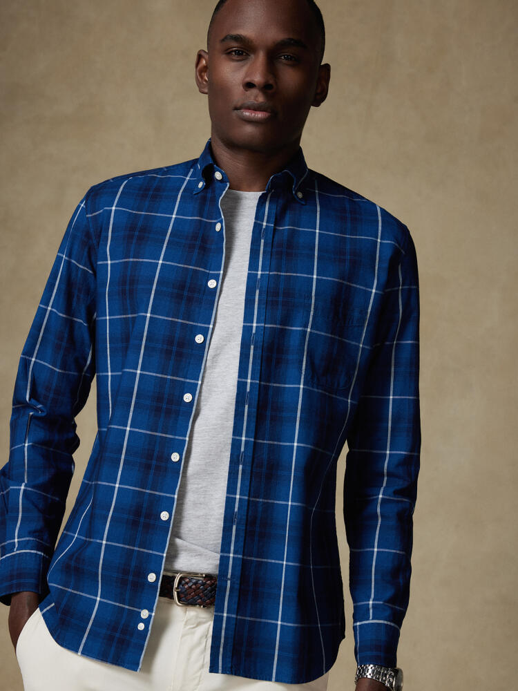 Chemise Alfy à motif tartan indigo - Col Boutonné Chemises Casual Classique