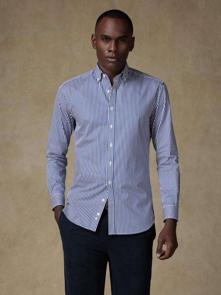 Chemise April à rayures marine - Col Boutonné Chemises Homme