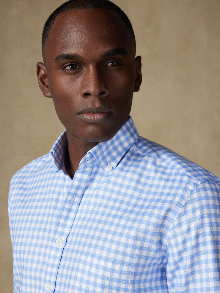 Chemise Ash à carreaux ciel- Col Boutonné Chemises Homme