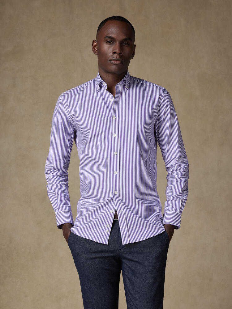 Chemise Baillee à rayures pourpres- Col Boutonné Chemises Col Boutonné Iconiques