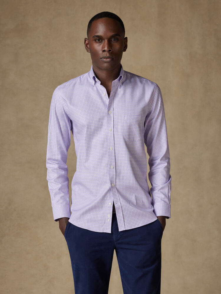 Chemise Barney à carreaux parme - Col Boutonné Chemises Homme