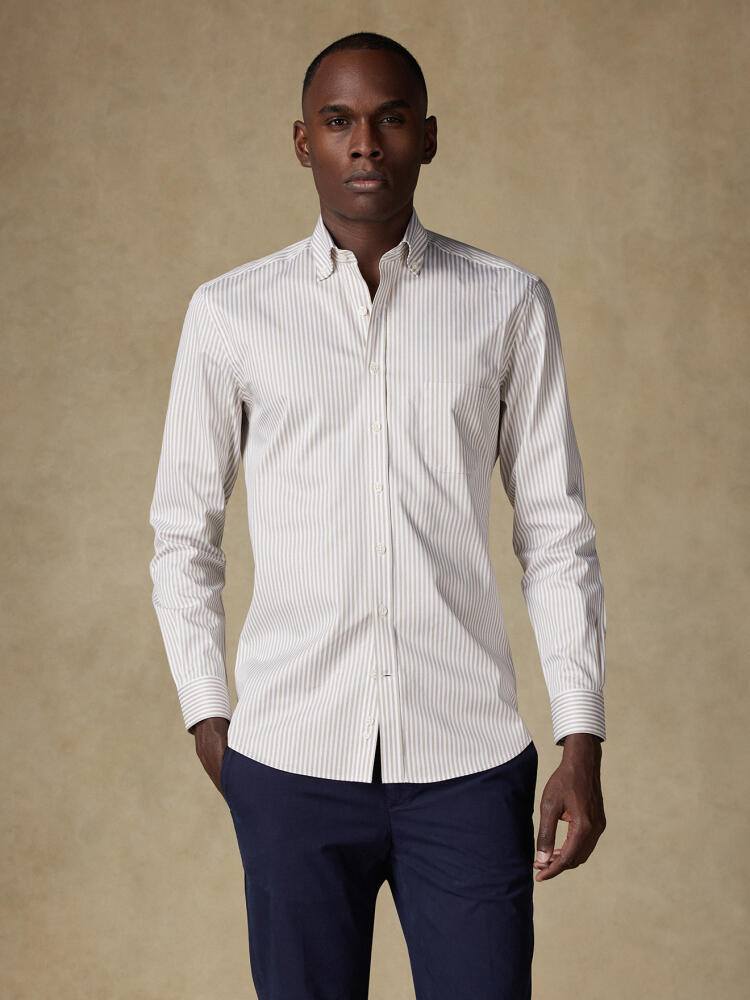 Chemise Barry à rayures sable- Col Boutonné Chemises Homme