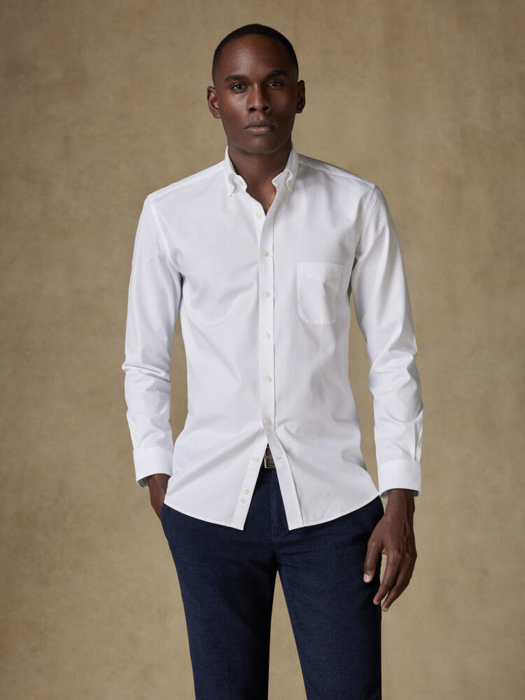 Chemise Bayers texturée blanche - Col Boutonné Chemises Homme