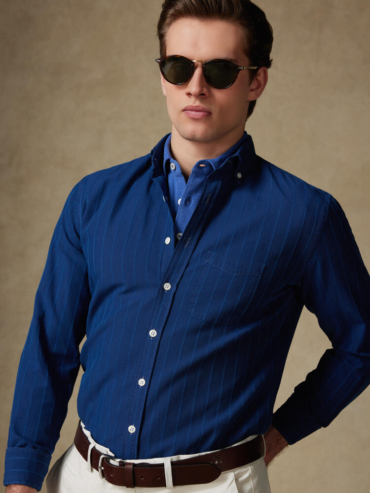 Chemise Bred à rayures indigo  - Col Boutonné Chemises Casual Classique