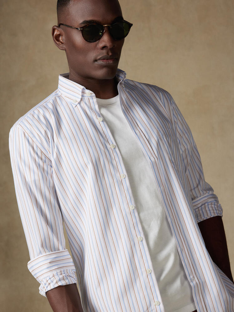 Chemise Brent à rayures havane - Col Boutonné Chemises à Rayures