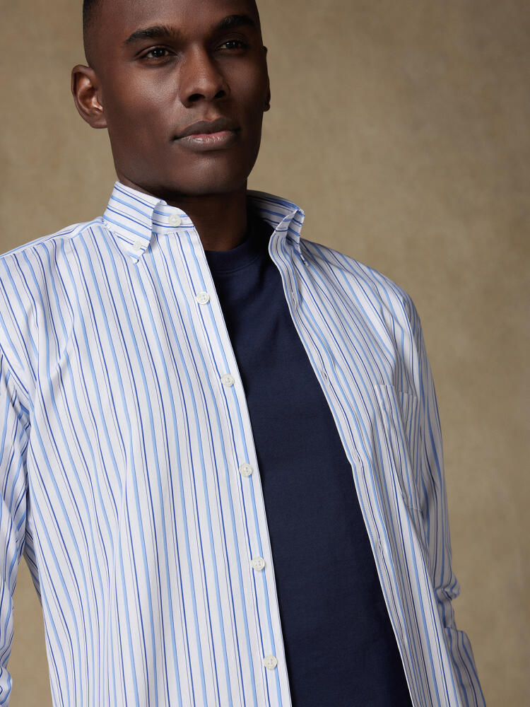 Chemise Brent à rayures ciel  - Col Boutonné Chemises à Rayures