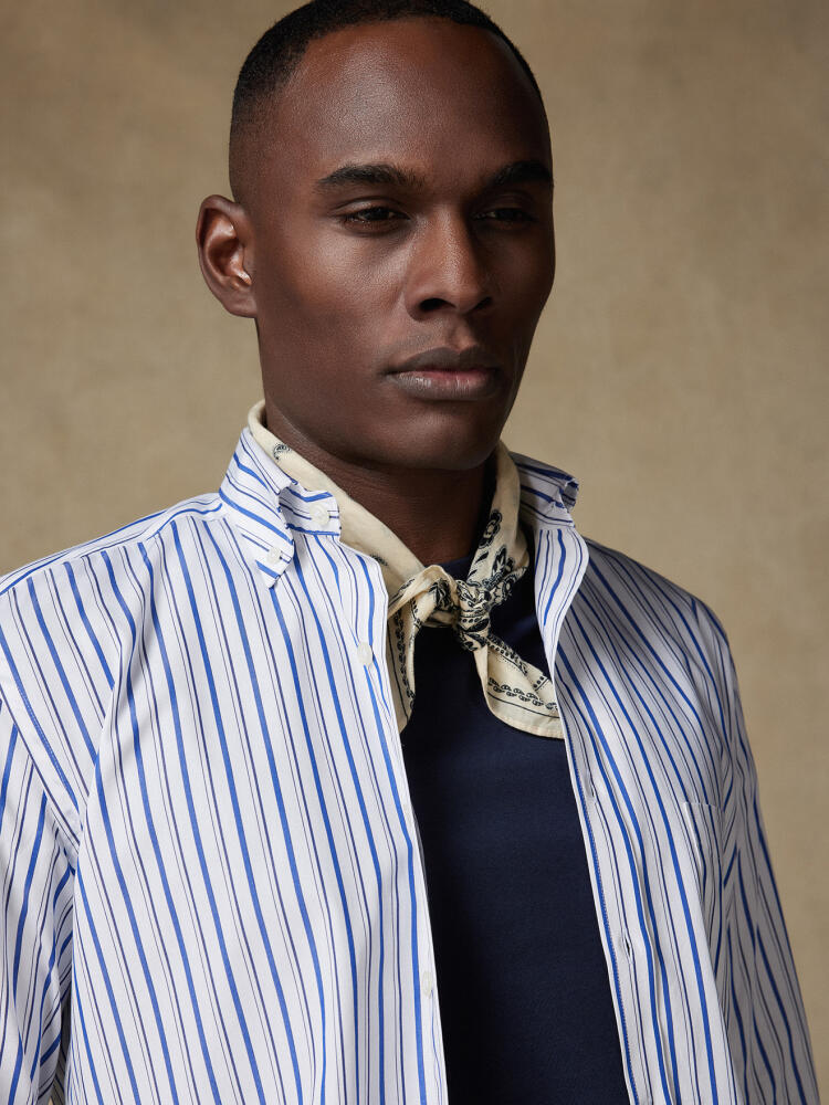Chemise Brent à rayures marine - Col Boutonné Chemises à Rayures