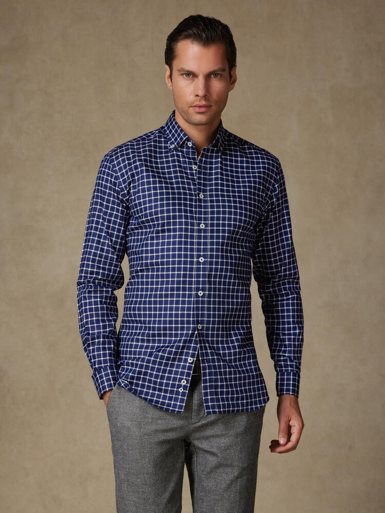 Chemise Byron à carreaux marine - Col Boutonné Chemises Casual Classique