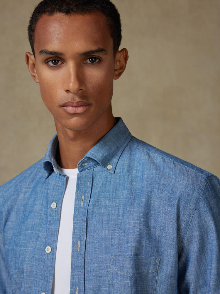 Chemise en chambray ciel - Col boutonné Chemises Casual Classique