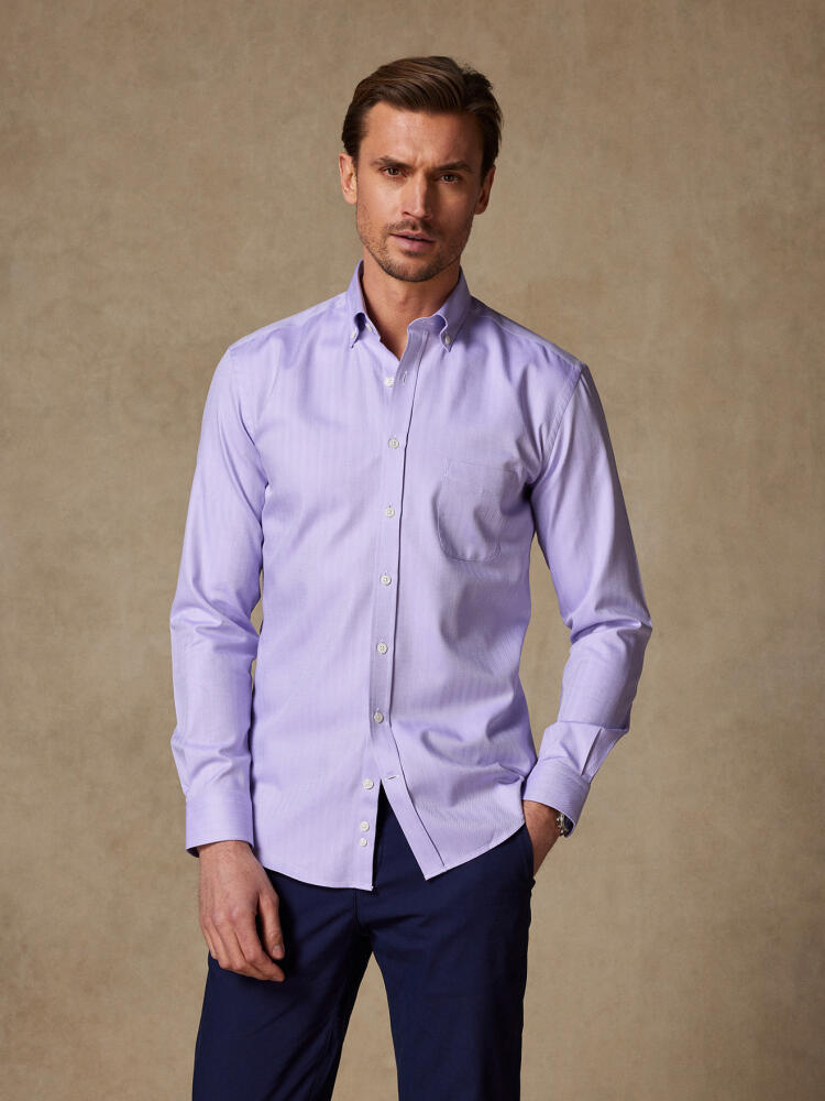 Chemise en chevron parme  - Col boutonné Chemises Homme