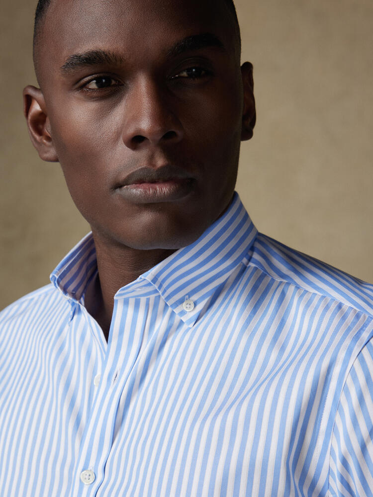 Chemise Chris à rayures ciel  - Col Boutonné Chemises Col Boutonné Iconiques