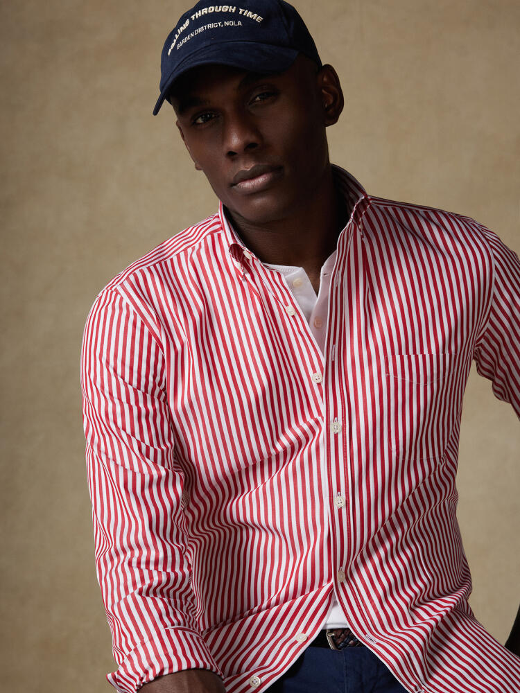 Chemise Chris à rayures rouges - Col Boutonné Chemises Col Boutonné Colorées