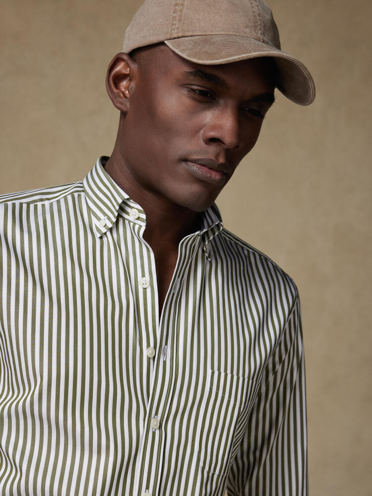 Chemise Chris à rayures kaki - Col Boutonné Chemises Col Boutonné Colorées