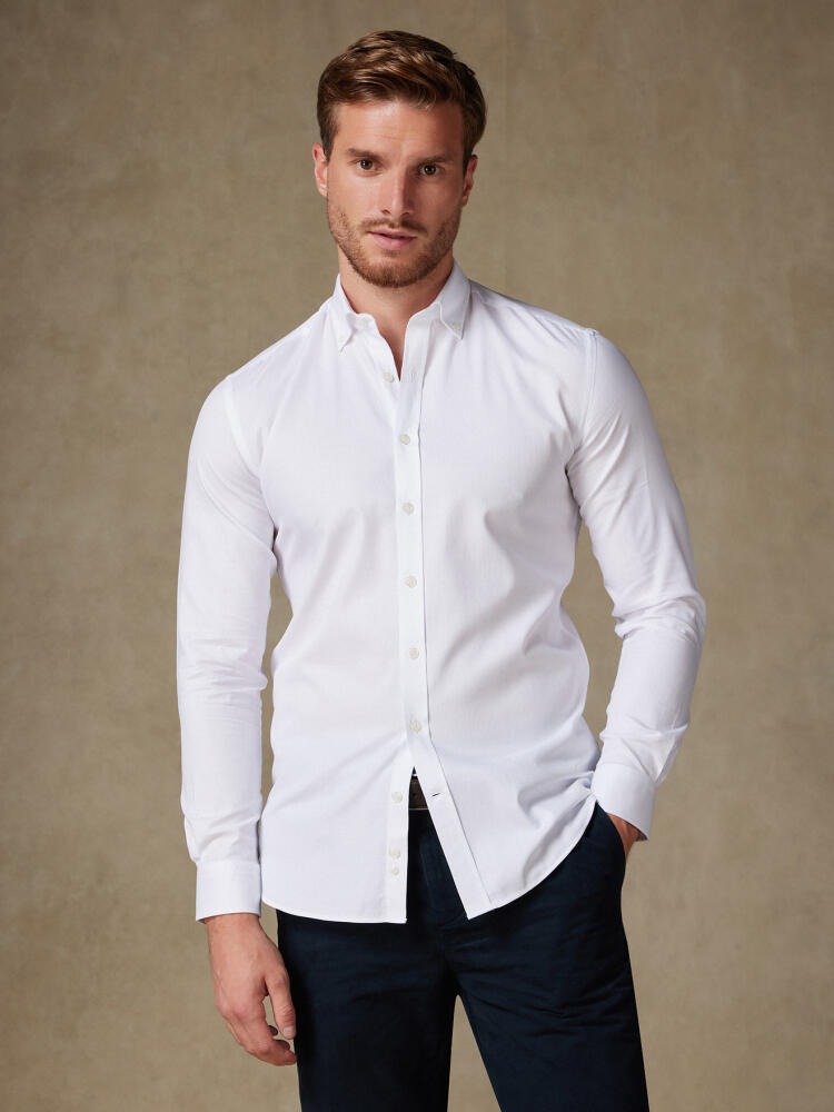 Chemise en piqué blanc - Col Boutonné Outlet