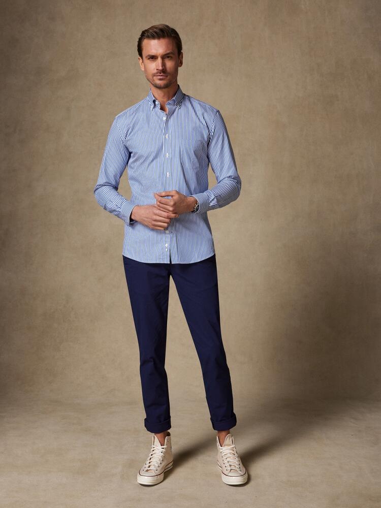 Chemise Clive à rayures marine - Col Boutonné Chemises Homme