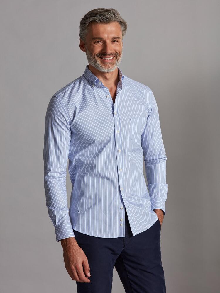 Chemise Colin à rayures ciel - Col Boutonné Chemises Homme