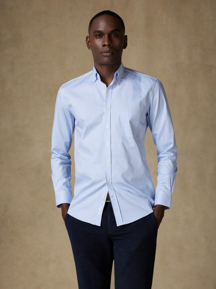 Chemise Colin à rayures ciel  - Col Boutonné Chemises Homme