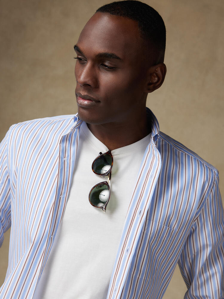 Chemise Damon à rayures havane - Col Boutonné Chemises à Rayures