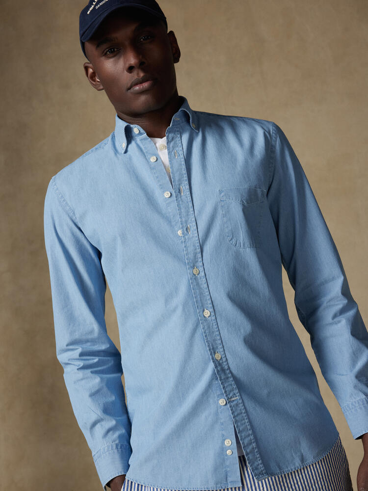 Chemise Dane en denim ciel  - Col Boutonné Chemises Casual Classique