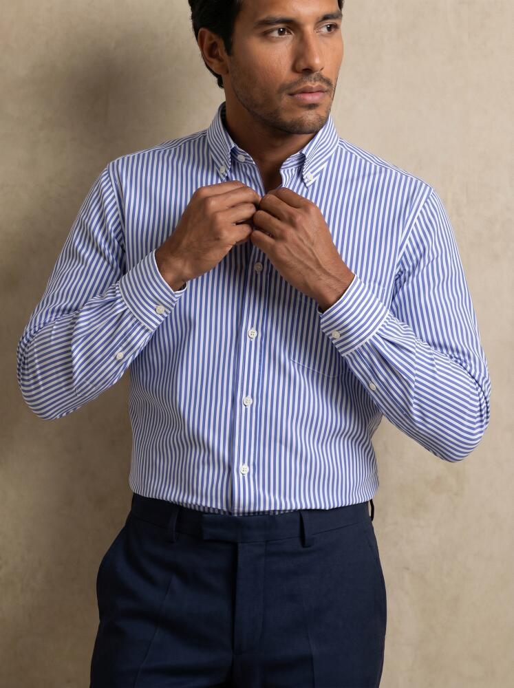 Chemise Davin à rayures bleues - Col boutonné Chemises Homme