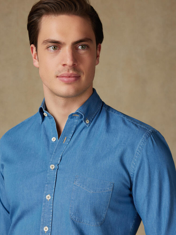 Chemise en denim ciel- Col Boutonné Chemises Homme