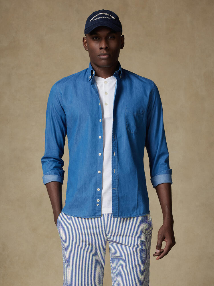 Chemise en denim ciel - Col boutonné Chemises Casual Classique