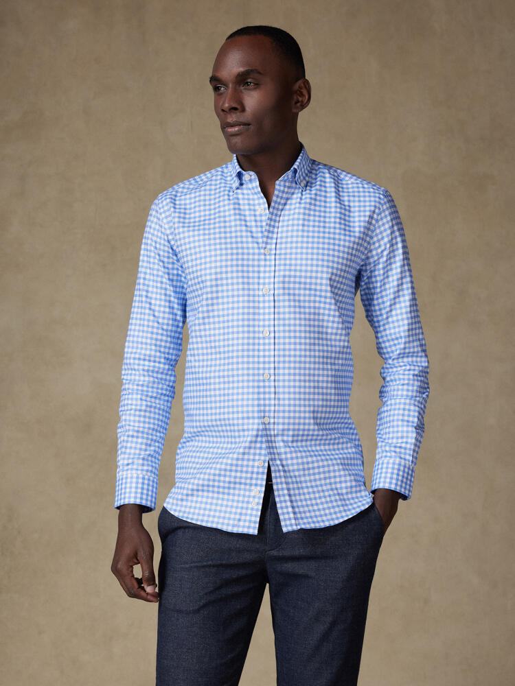 Chemise Dom à carreaux ciel - Col Boutonné Chemises Col Boutonné Iconiques