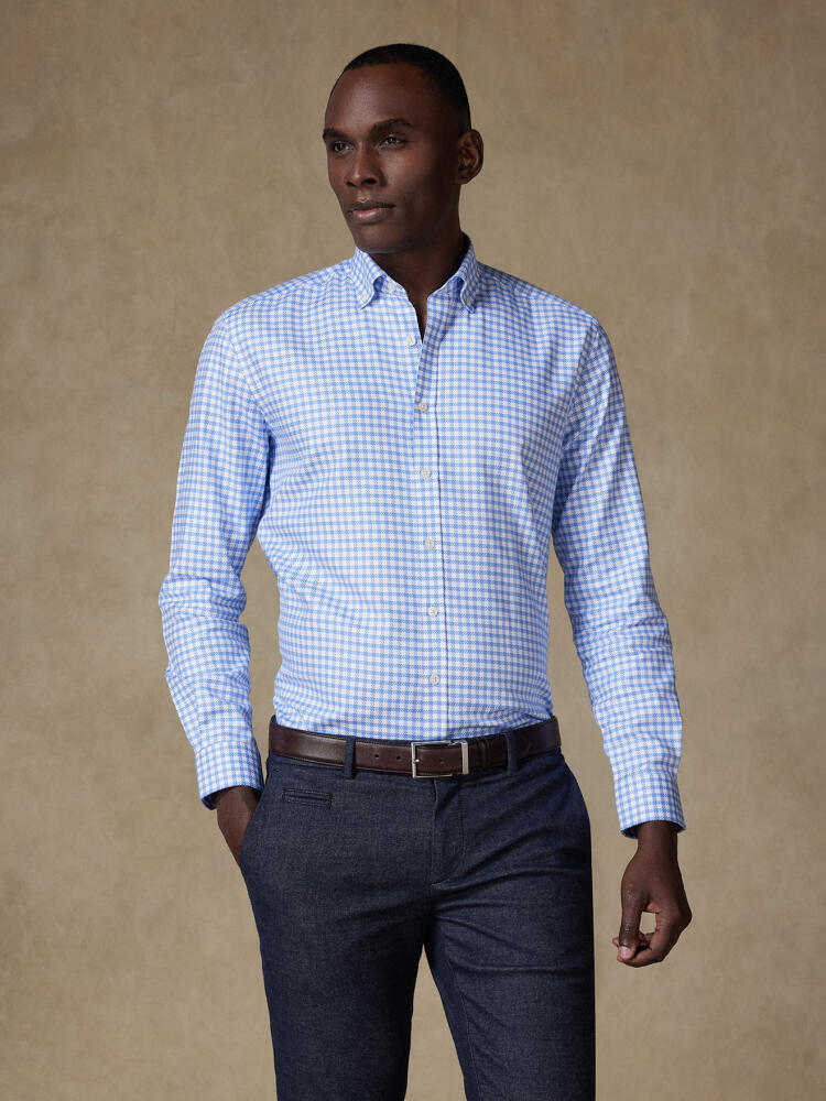 Chemise Doug à carreaux ciel - Col Boutonné Chemises Homme