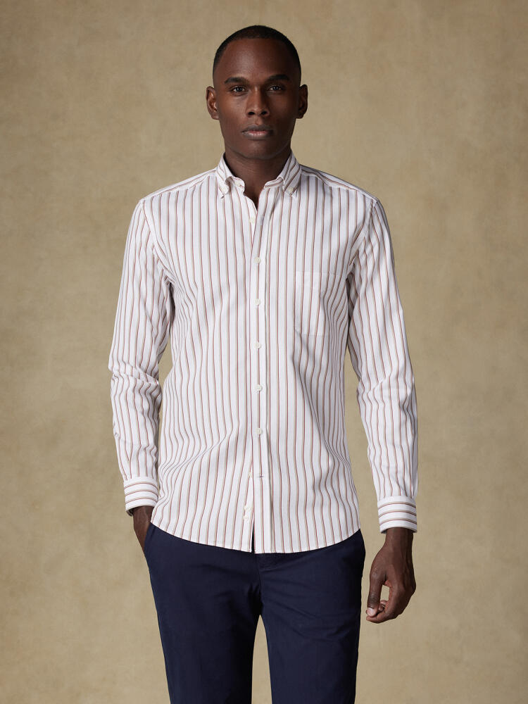Chemise Elton à rayures sable - Col Boutonné Chemises Homme