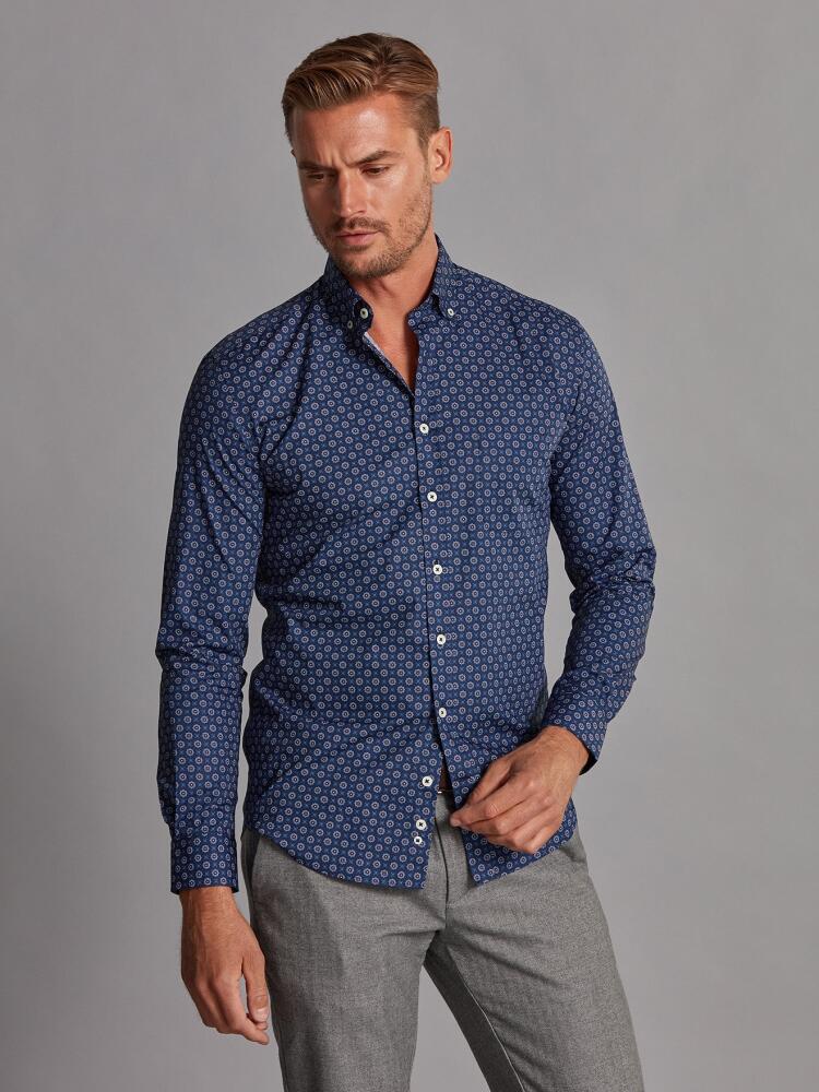 Chemise Elton marine à motifs imprimés - Col Boutonné Chemises Homme