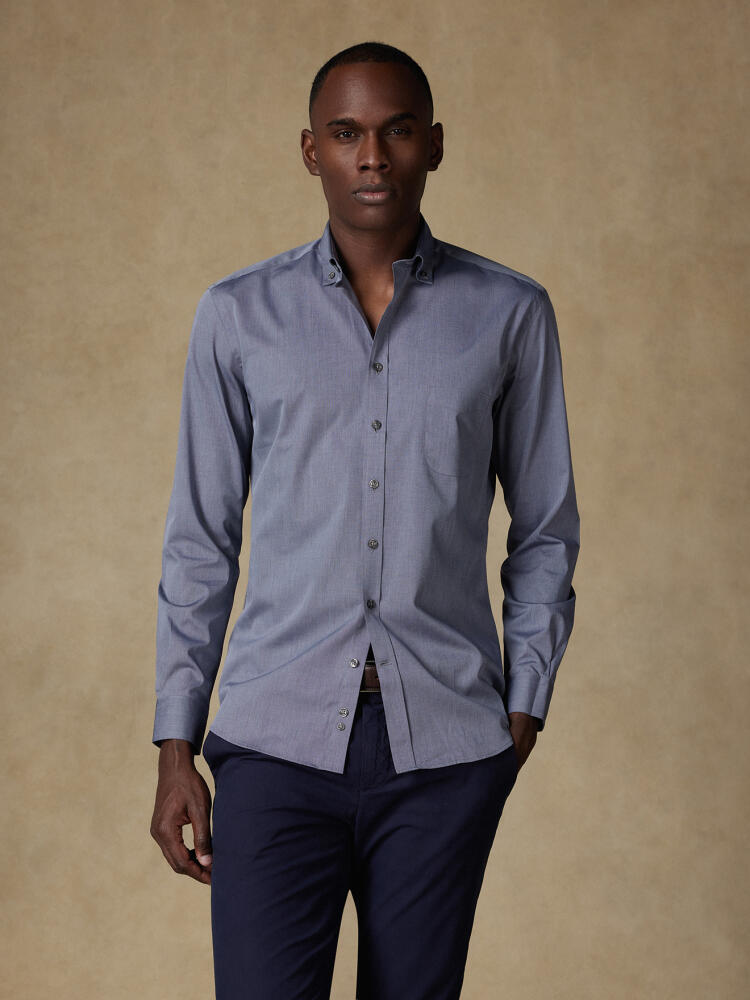 Chemise en fil à fil grise - Col Boutonné Chemises Homme