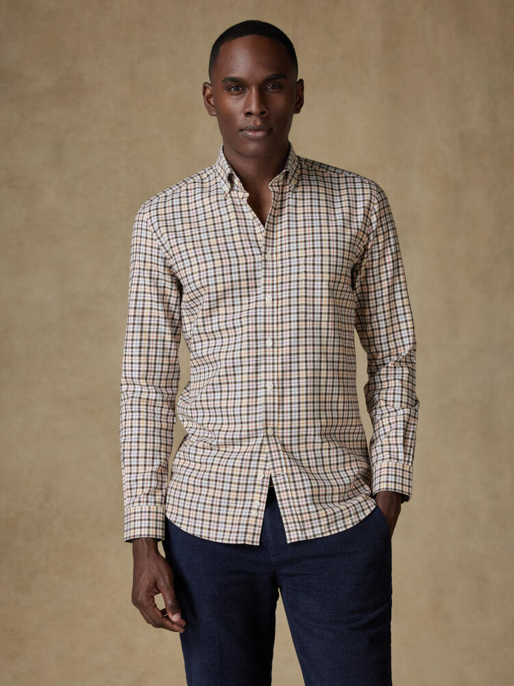 Chemise Finch en flanelle à carreaux marron - Col Boutonné Chemises Homme