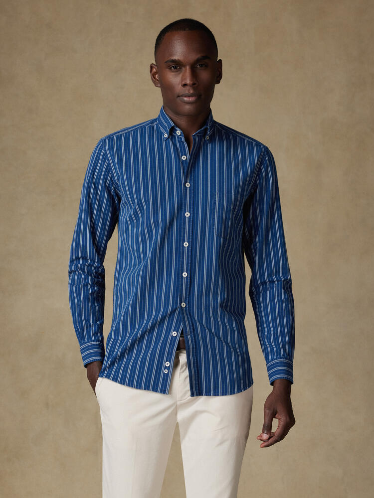 Chemise Gerry à rayures indigo - Col Boutonné Chemises Homme