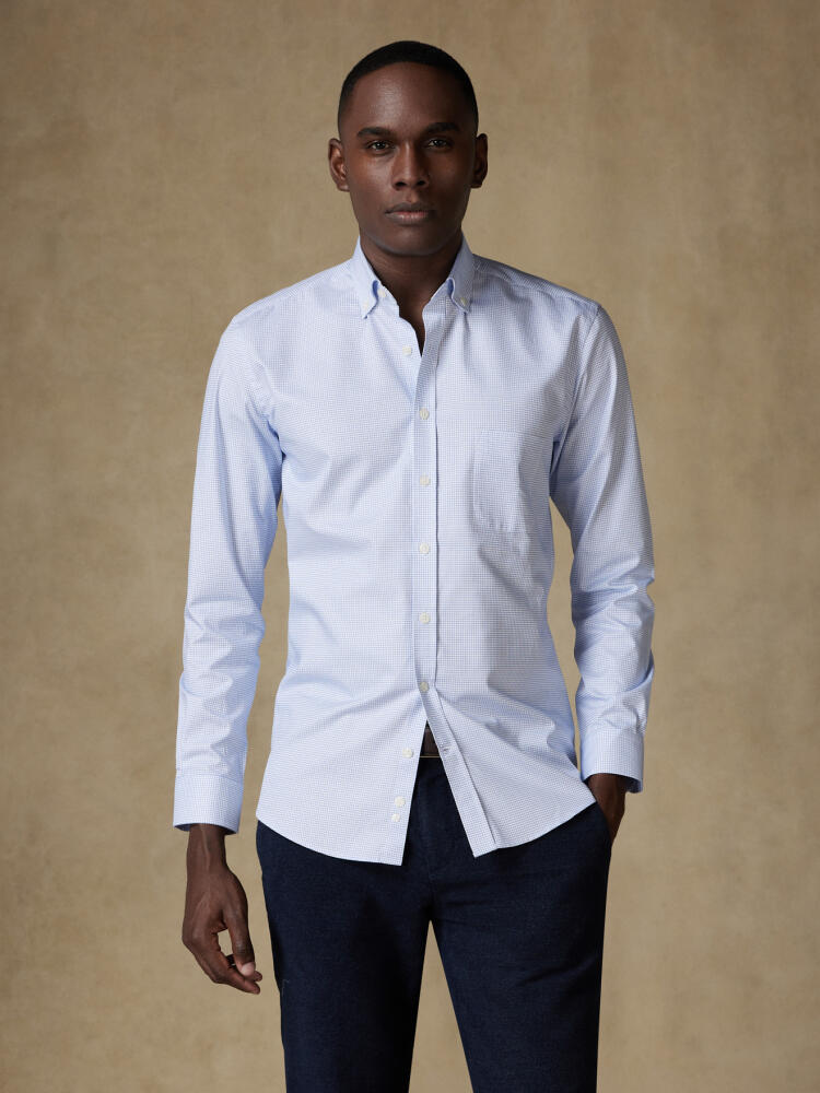 Chemise Gill à carreaux bleu  - Col Boutonné Chemises Homme