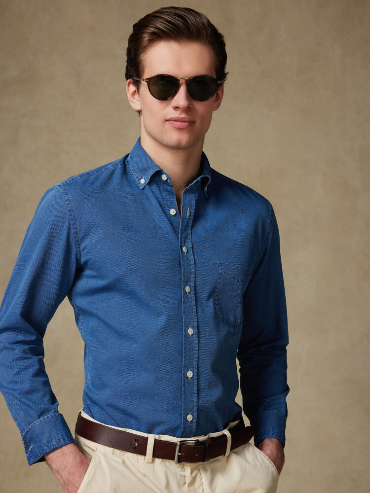 Chemise Grab indigo  - Col Boutonné Chemises Casual Classique