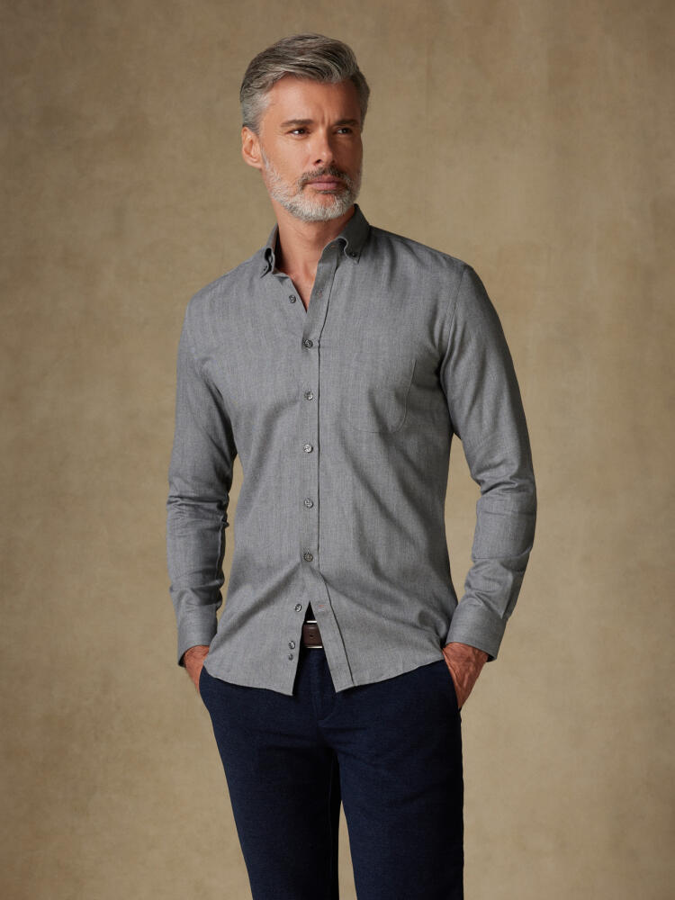 Chemise Hall en flanelle anthracite - Col Boutonné Chemises Homme