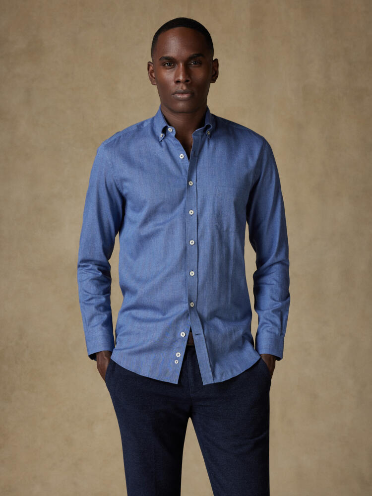 Chemise Hall en flanelle bleue - Col Boutonné Chemises Homme