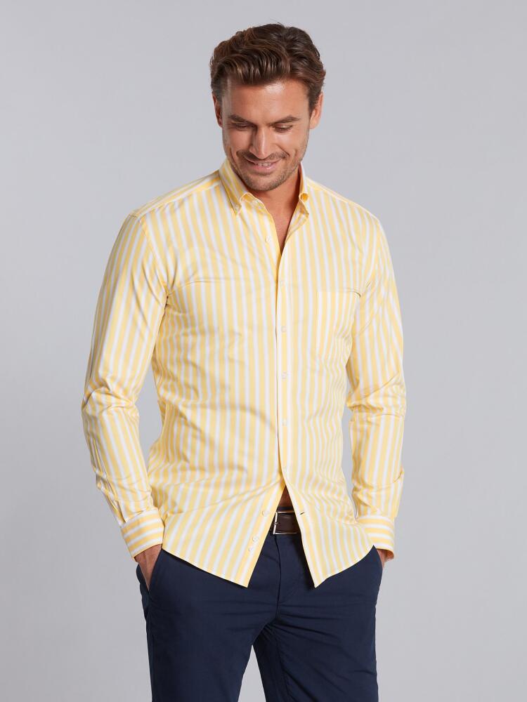 Chemise Harvey à rayures jaunes - Col Boutonné Chemises Homme