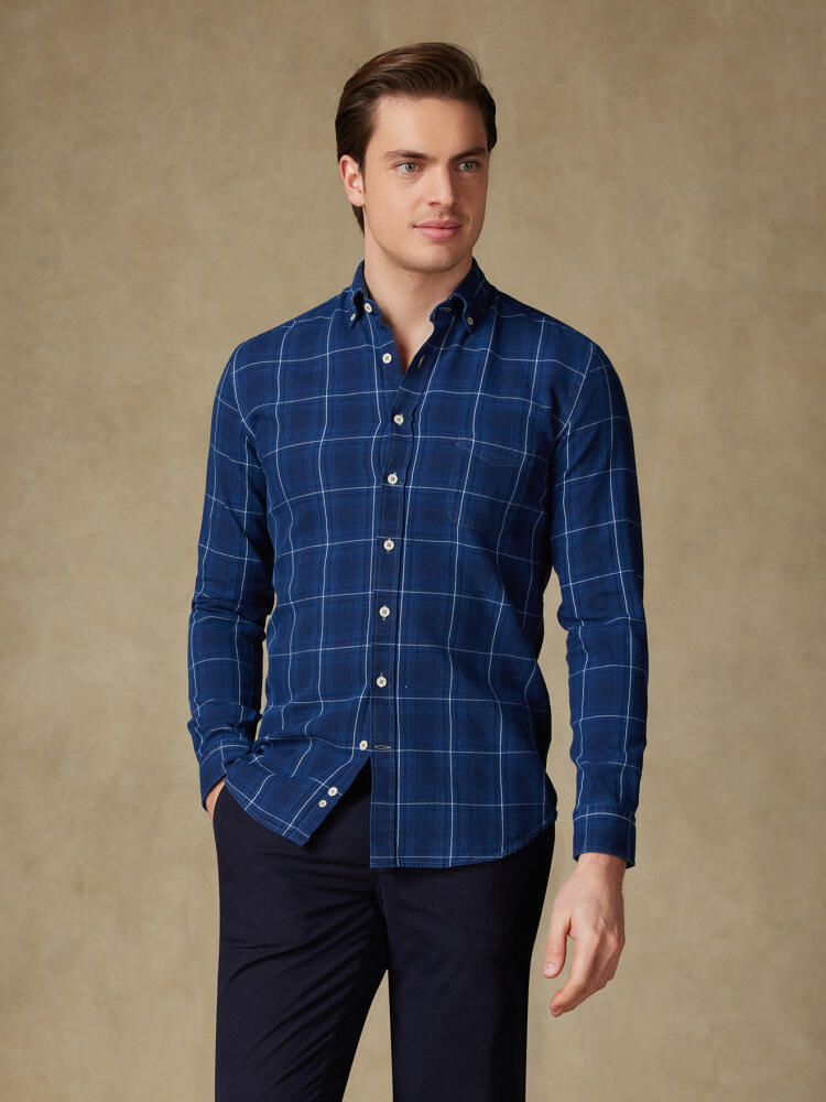 Chemise Heath à motif tartan indigo- Col Boutonné Chemises Homme