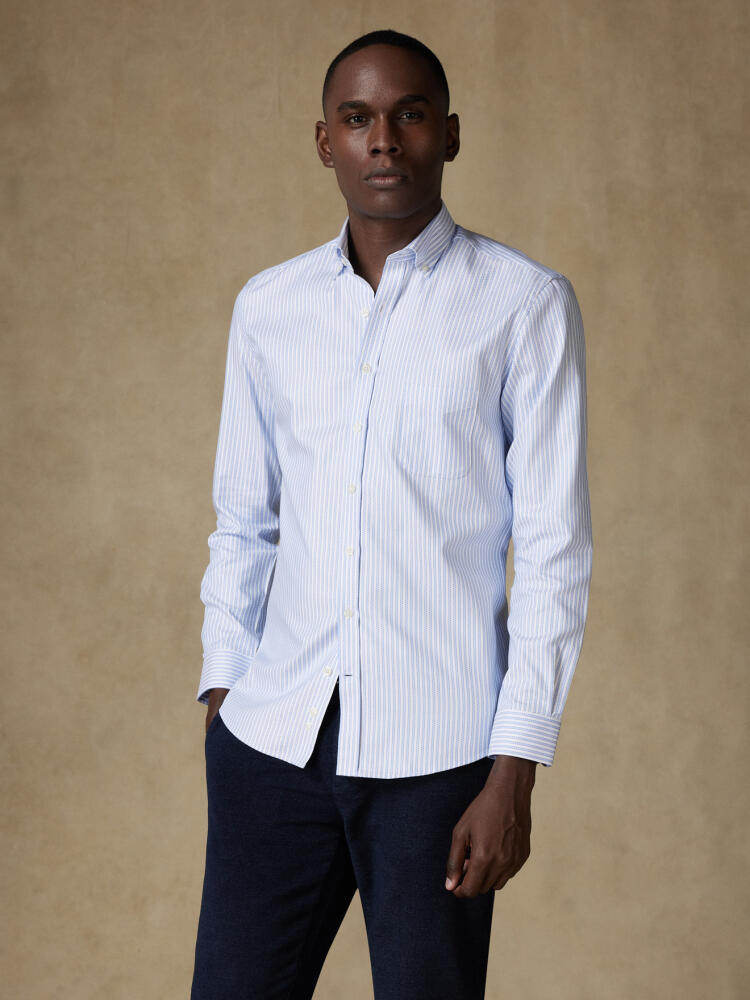 Chemise Hebert à rayures ciel  - Col Boutonné Chemises Homme