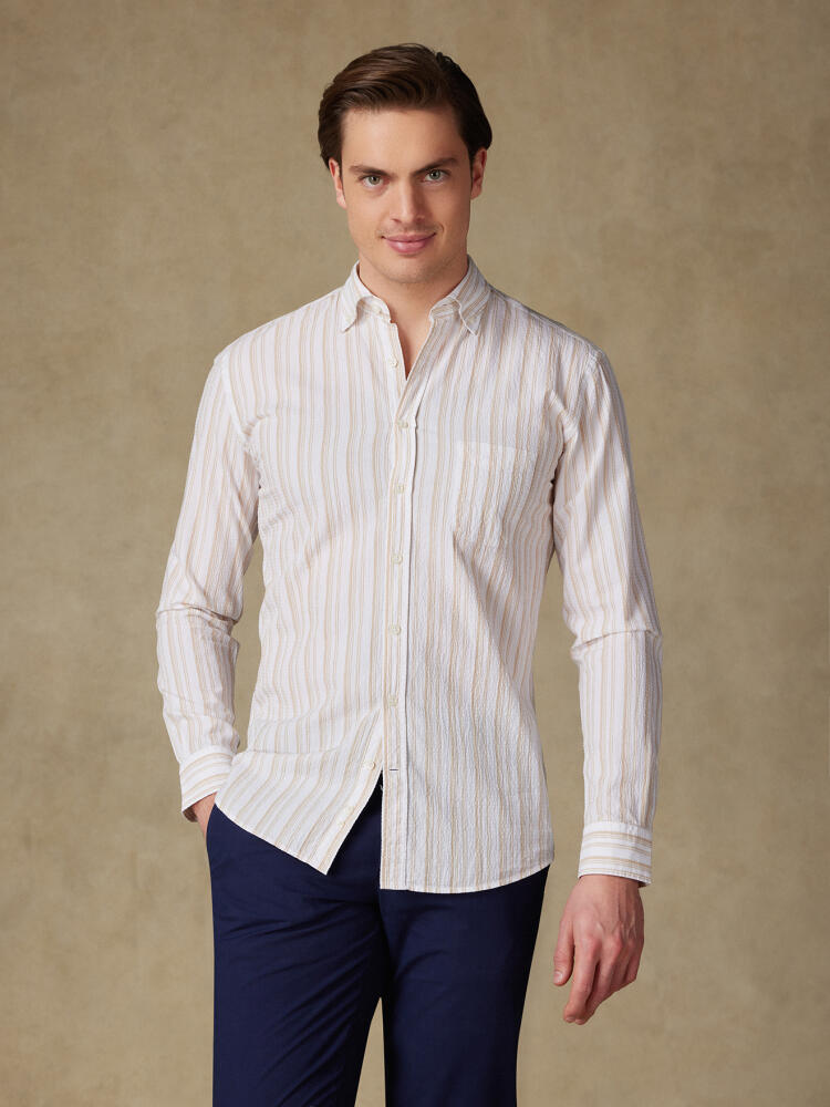 Chemise Ivor en seersucker sable - Col Boutonné Chemises Homme