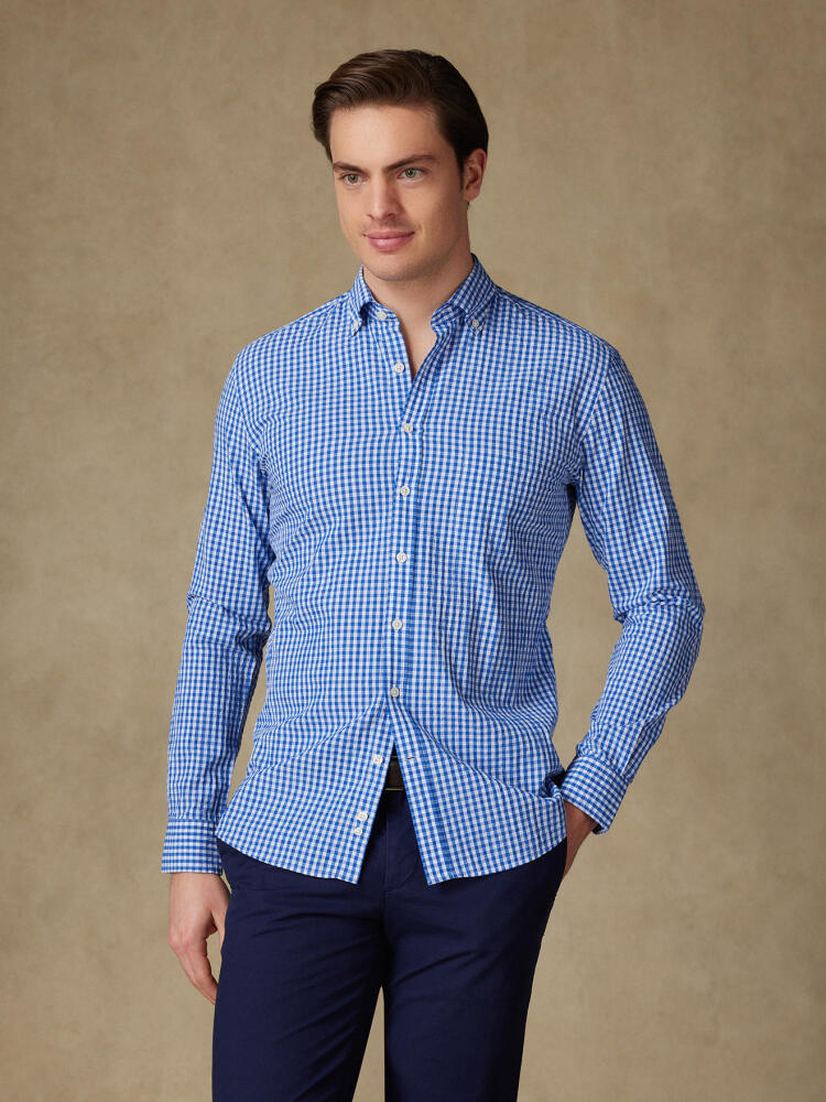 Chemise Jaiden en seersucker bleu - Col Boutonné Chemises Homme