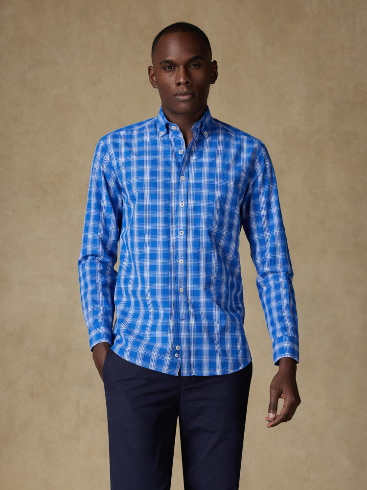 Chemise Jason en seersucker bleu - Col Boutonné Chemises Homme