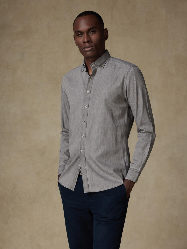 Chemise Joey en denim gris- Col Boutonné Chemises Casual Classique