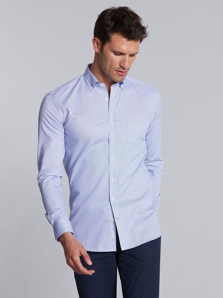Chemise Lenny à carreaux bleue - Col Boutonné Chemises Homme