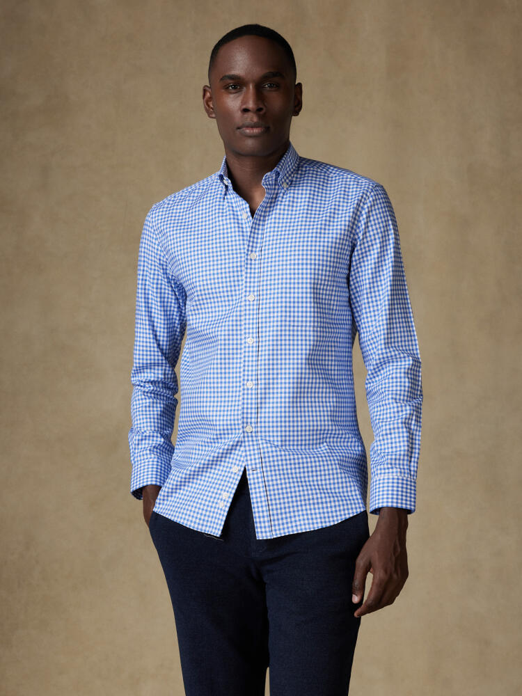 Chemise Lucas à carreaux bleu - Col Boutonné Chemises Homme