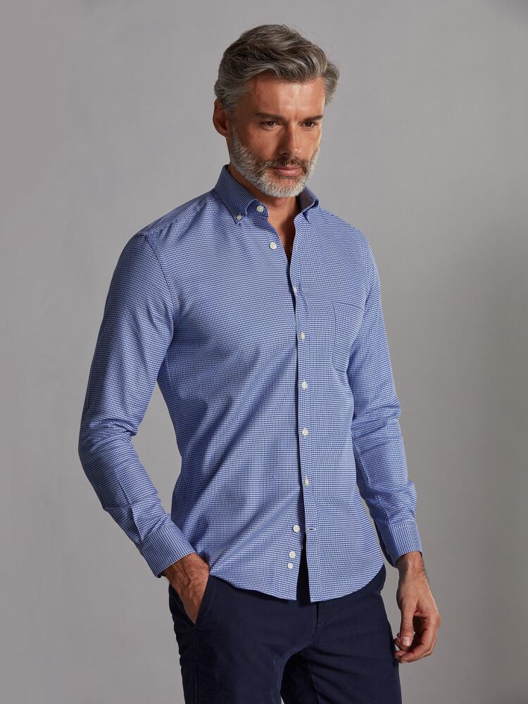 Chemise Max en twill bleu - Col Boutonné Outlet