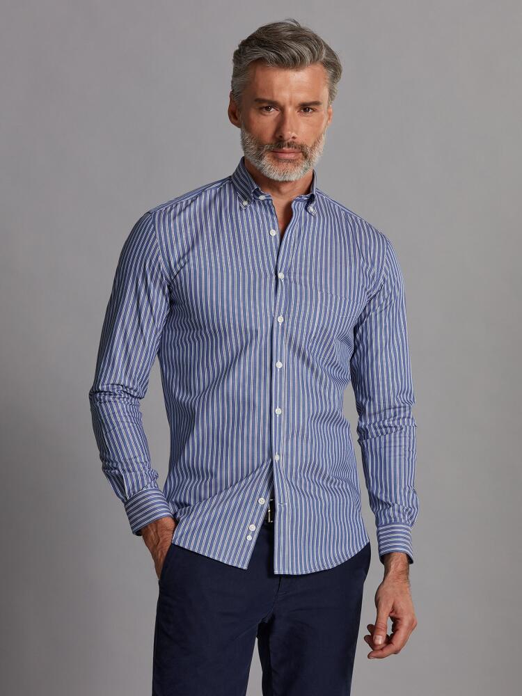Chemise Maxwel à rayures marine - Col Boutonné Chemises Homme