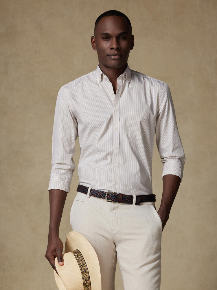 Chemise Menthon à rayures beige - Col boutonné Chemises Col Boutonné Iconiques